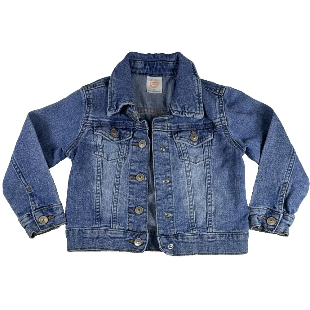Wonder Nation Girls Denim Jacket Size 2T Blue‎ Stretch Trucker Jean Jacket